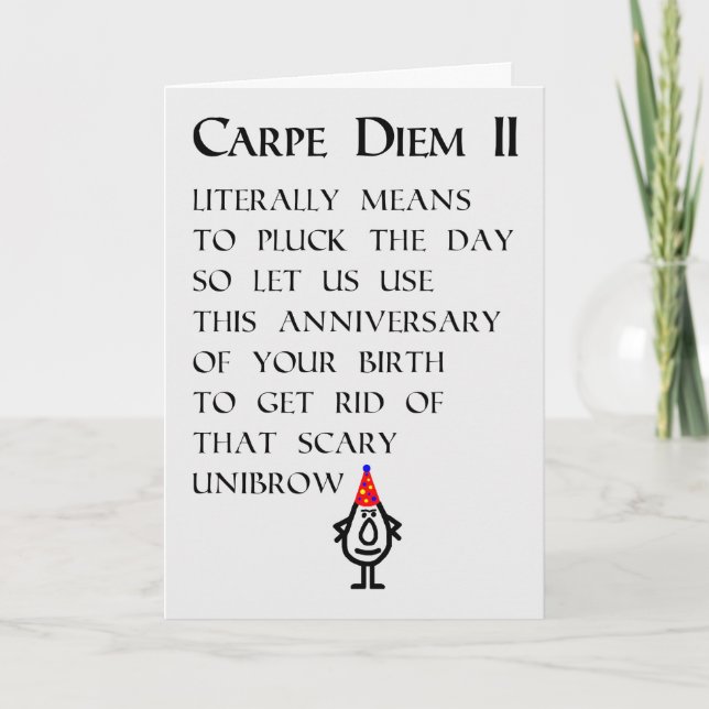 Cartão Carpe Diem II Um Encantado Poema De Aniversário Fe (Frente)