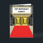 Cartão Carpete Vermelho de Marquee da Broadway 70th Festa<br><div class="desc">Faça você mesmo e seja criativo. Eu dei a vocês algumas obras de arte e quadros fotográficos para começar, e até mesmo algumas fontes sugeridas. Carregue fotos nos quadros ou na obra de arte. Adicione texto e diga o que quiser. Te dá um ponto de partida... muito mais fácil do...</div>