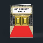 Cartão Carpete Vermelho de Marquee da Broadway 80th Festa<br><div class="desc">Faça você mesmo e seja criativo. Eu dei a vocês algumas obras de arte e quadros fotográficos para começar, e até mesmo algumas fontes sugeridas. Carregue fotos nos quadros ou na obra de arte. Adicione texto e diga o que quiser. Te dá um ponto de partida... muito mais fácil do...</div>