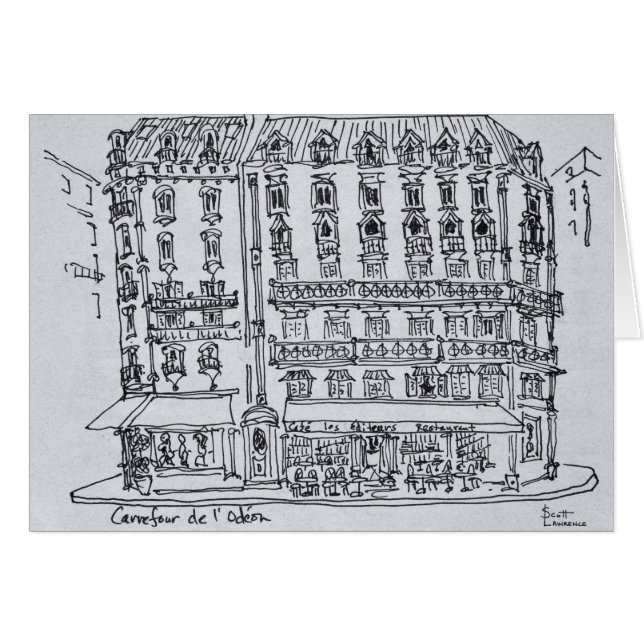 Cartão Carrefour de l'Odeon, Santo-Germain-des-Pres (Frente Horizontal)