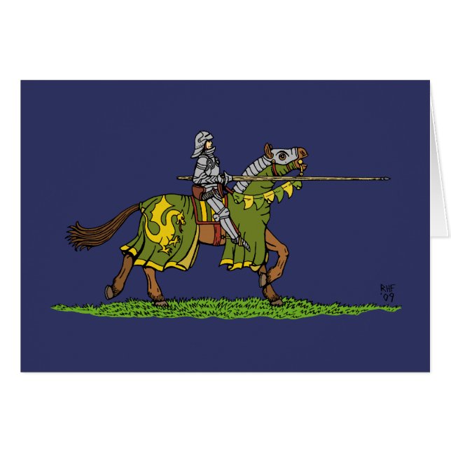 Cartão Carregando Cavaleiro Medieval (Frente Horizontal)