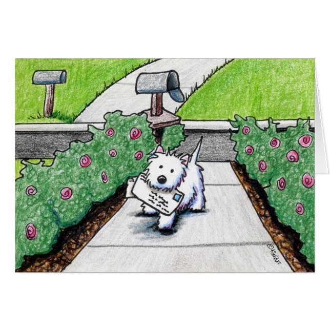 Cartão Carrier de e-mail do KiniArt Westie (Frente horizontal)