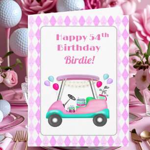 Cartão Carrinho de festa de golfe feminino elegante 54º a