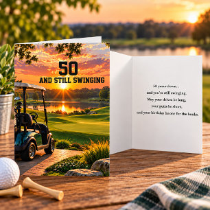 Cartão Carrinho de Golfe para Festa de Aniversário de 50