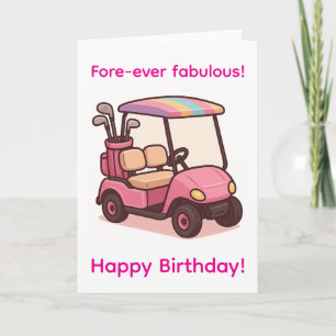 Cartão Carrinho de Golfe Rosa