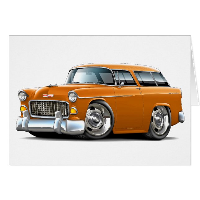 Cartão Carro 1955 da laranja do nómada de Chevy (Frente Horizontal)