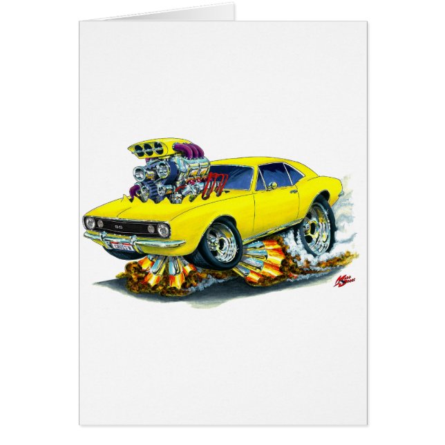Cartão Carro 1967 amarelo de Camaro SS (Frente)