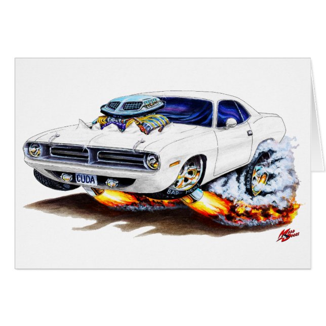 Cartão Carro 1970 do branco de Cuda (Frente Horizontal)