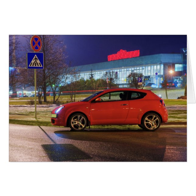 Cartão Carro à noite (Frente Horizontal)