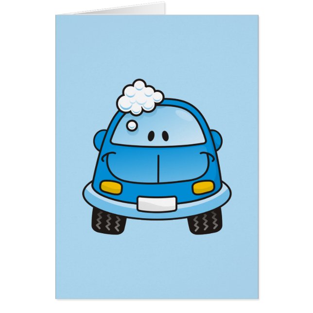Cartão Carro azul com bolhas (Frente)