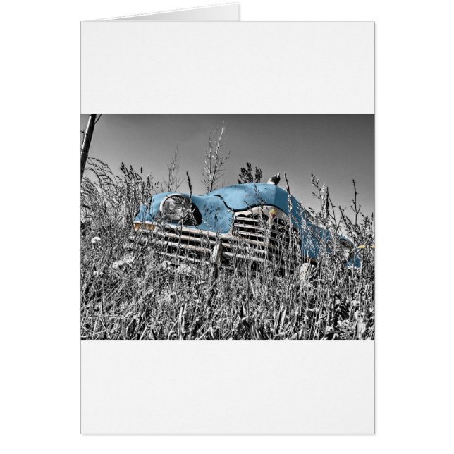 Cartão carro azul vintage (Frente)