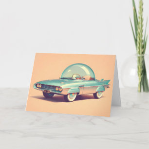 Cartão Carro Blaster de Bolha Futurista Atômico
