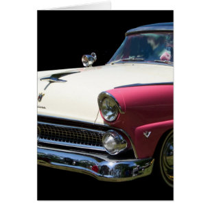 Cartão carro clássico com cromo roxo branco-franca