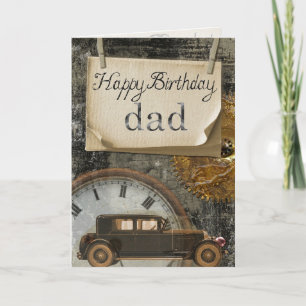 Cartão Carro Clássico Vintage Feliz Aniversário Pai