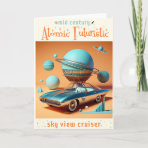 Cartão Carro Cruiser com Vista Aérea Futurística Atômica