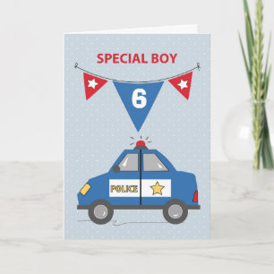 Cartão Carro da Polícia de 6 de Aniversário Especialist
