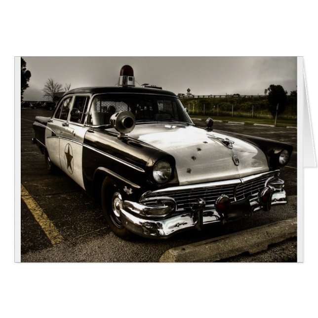 Cartão Carro da Polícia de Vintage (Frente Horizontal)