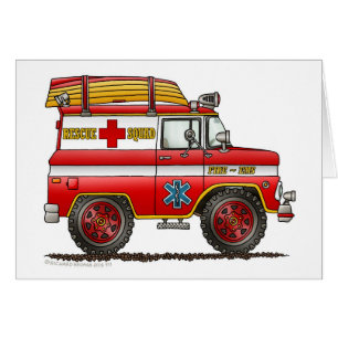 Cartão Carro de bombeiros de Van Ambulância do salvament