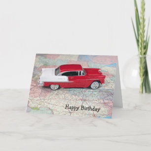 Cartão Carro De Chevy, Retro, 1955, Em Roteiro