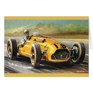 Cartão Carro de corrida amarelo de corrida esportiva vint