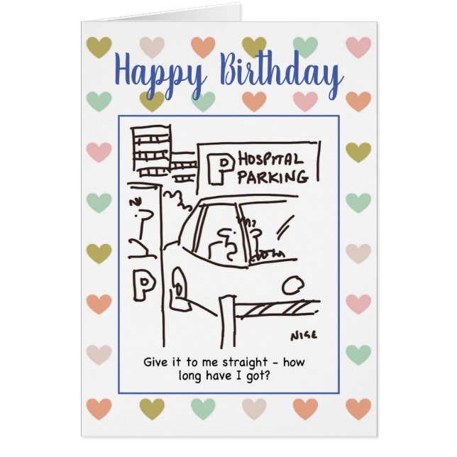 Cartão Carro de estacionamento do hospital em cartoon do  (Frente)