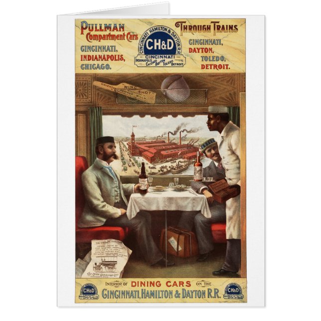 Cartão Carro de jantar 1894 do Pullman de CH&D (Frente)