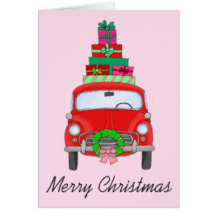 Cartão Carro de Natal Clássico