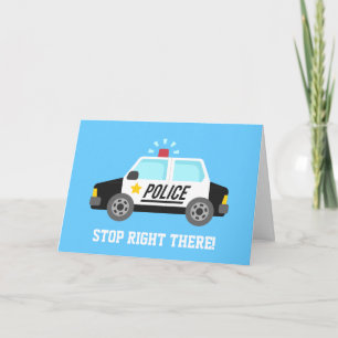 Cartão Carro de patrulha da polícia engraçado Feliz Anive