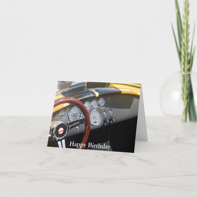 Cartão Carro desportivo clássico, Parabéns (Frente)