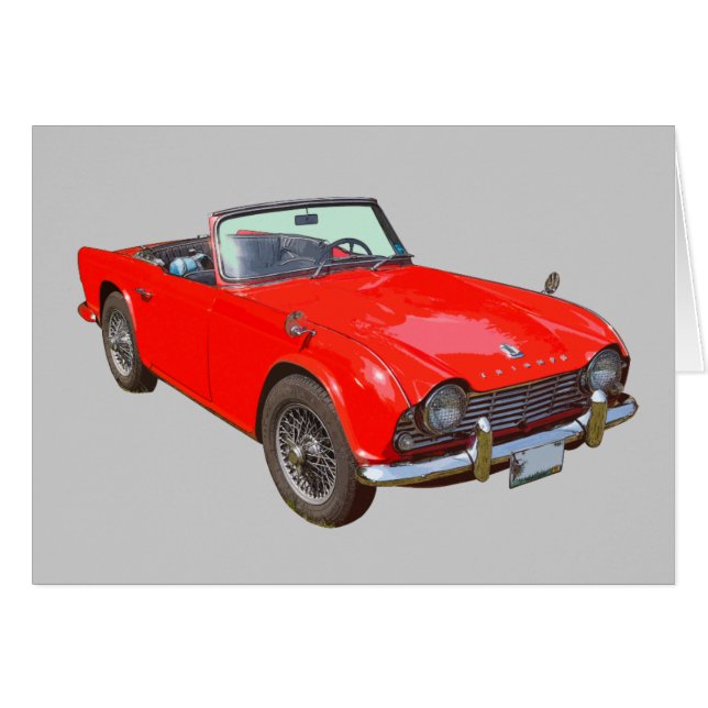 Cartão Carro Desportivo Convertível Tr4 Red Triumph (Frente Horizontal)