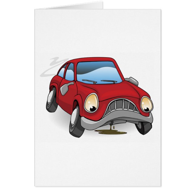 Cartão Carro dividido triste dos desenhos animados (Frente)