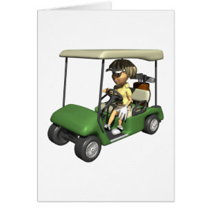 Cartão Carro do jogador de golfe da mulher