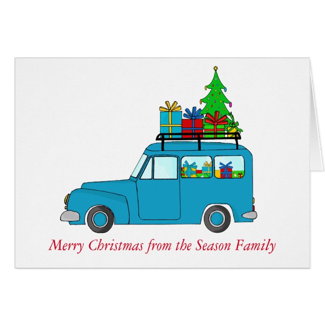 Cartão Carro Feliz de Natal (Frente Horizontal)