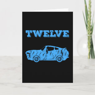 Cartão Carro Muscular De Garoto De 12 De Aniversário De 