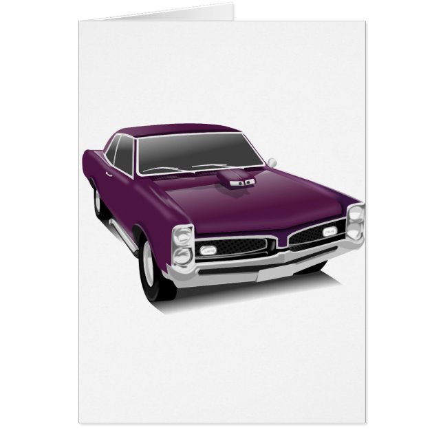 Cartão Carro muscular roxo (Frente)