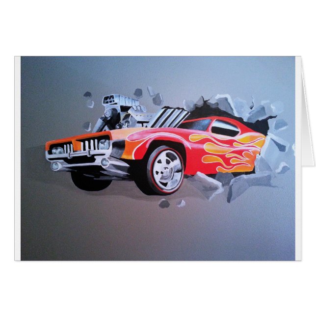 Cartão Carro Travando Através Da Parede (Frente Horizontal)