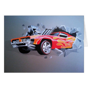 Cartão Carro Travando Através Da Parede