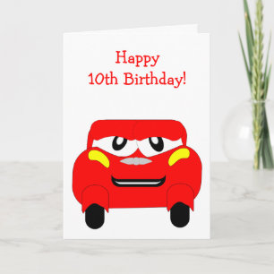 Cartão Carro Vermelho Personalizado 10º Aniversário