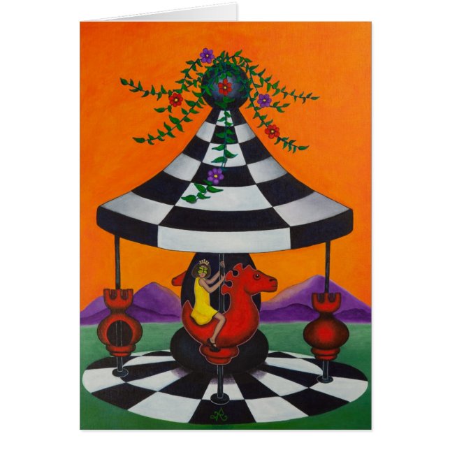 Cartão Carrossel da xadrez (Frente)