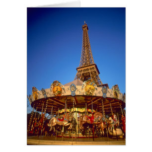 Cartão Carrossel, Torre Eiffel, Paris, França