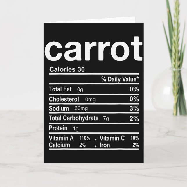 Cartão Carrot Nutrition Facts Funny Thanksgiving Christma (Frente)