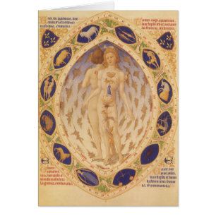 Cartão Carta Antiga do Zodíaco Celeste, Astrologia Vintag
