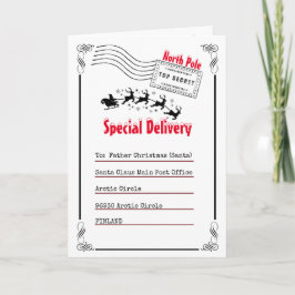 Cartão Carta aos Papais noeis do Polo Norte para entregar