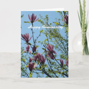 Cartão carta de aniversário de flores de magnólia roxa