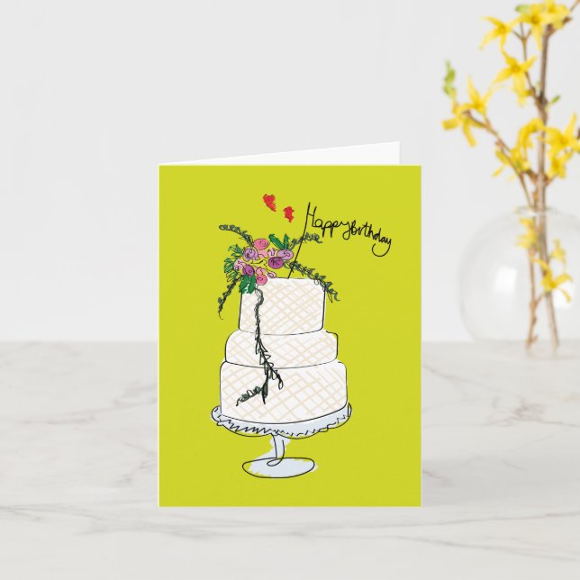Cartão Carta de Aniversário Feliz (Flor Amarela)