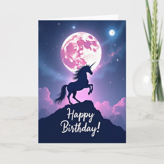 Cartão Carta de Aniversário Místico da Lua (Frente)