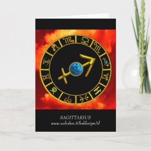 Cartão Carta de Aniversário Zodíaco SAGITÁRIO Azul,Ouro