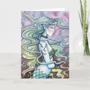 Cartão Carta de Arte da Sereia Celestial Astra Notecard