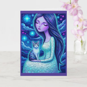 Cartão Carta de Arte Fantasia da Donzela da Lua de Invern