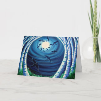 Cartão Carta de Lua e Aves, Crescente